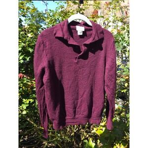Linea Uomo Italy Wool Buttoned Collar Sweater Burgundy Mens Medium